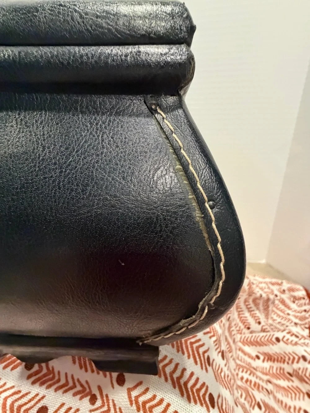 Sonoma Valley Estate Black Leather Decorative Box with Gold Print
